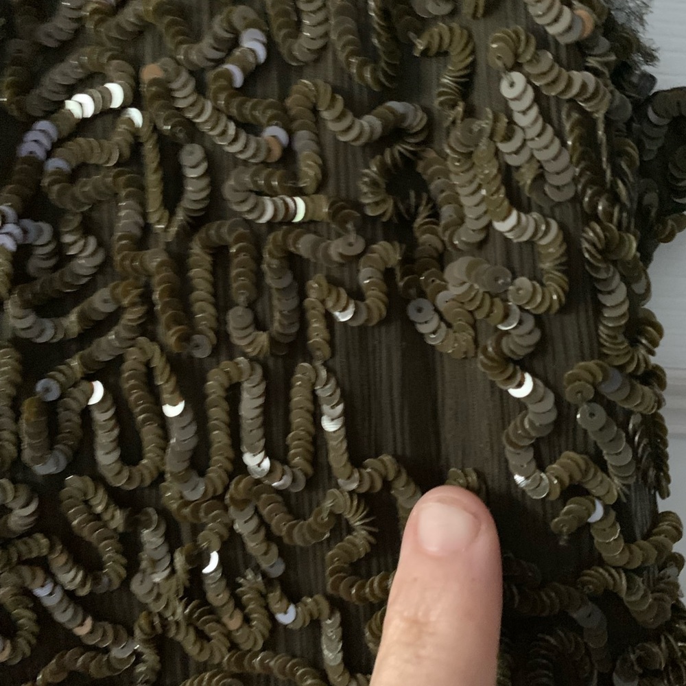 Olive green Alice and Olivia minidress with beading! - Picture 3 of 5